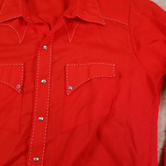 VTG Rockmount Ranch Wear Western Shirt Mens Lg Pearl Snap Red Long Sleeve - Picture 4 of 14